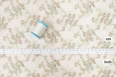 Japanese Fabric Embroidered Cotton Lawn - Julie - green, gold - 50cm