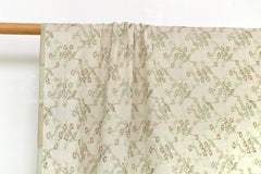 Japanese Fabric Embroidered Cotton Lawn - Julie - green, gold - 50cm
