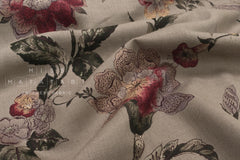DEADSTOCK Japanese Fabric 100% Linen Sweeping Floral - Taupe - 50cm