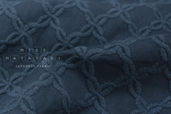 Japanese Fabric Embroidered Cotton Lawn - navy blue - 50cm