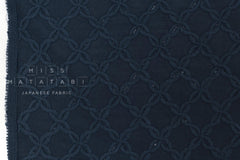 Japanese Fabric Embroidered Cotton Lawn - navy blue - 50cm