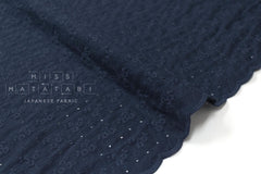 DEADSTOCK Japanese Fabric Embroidered Cotton Double Gauze III - navy blue - 50cm