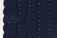 DEADSTOCK Japanese Fabric Embroidered Cotton Double Gauze III - navy blue - 50cm