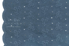 DEADSTOCK Japanese Fabric Embroidered Cotton Double Gauze III - teal - 50cm