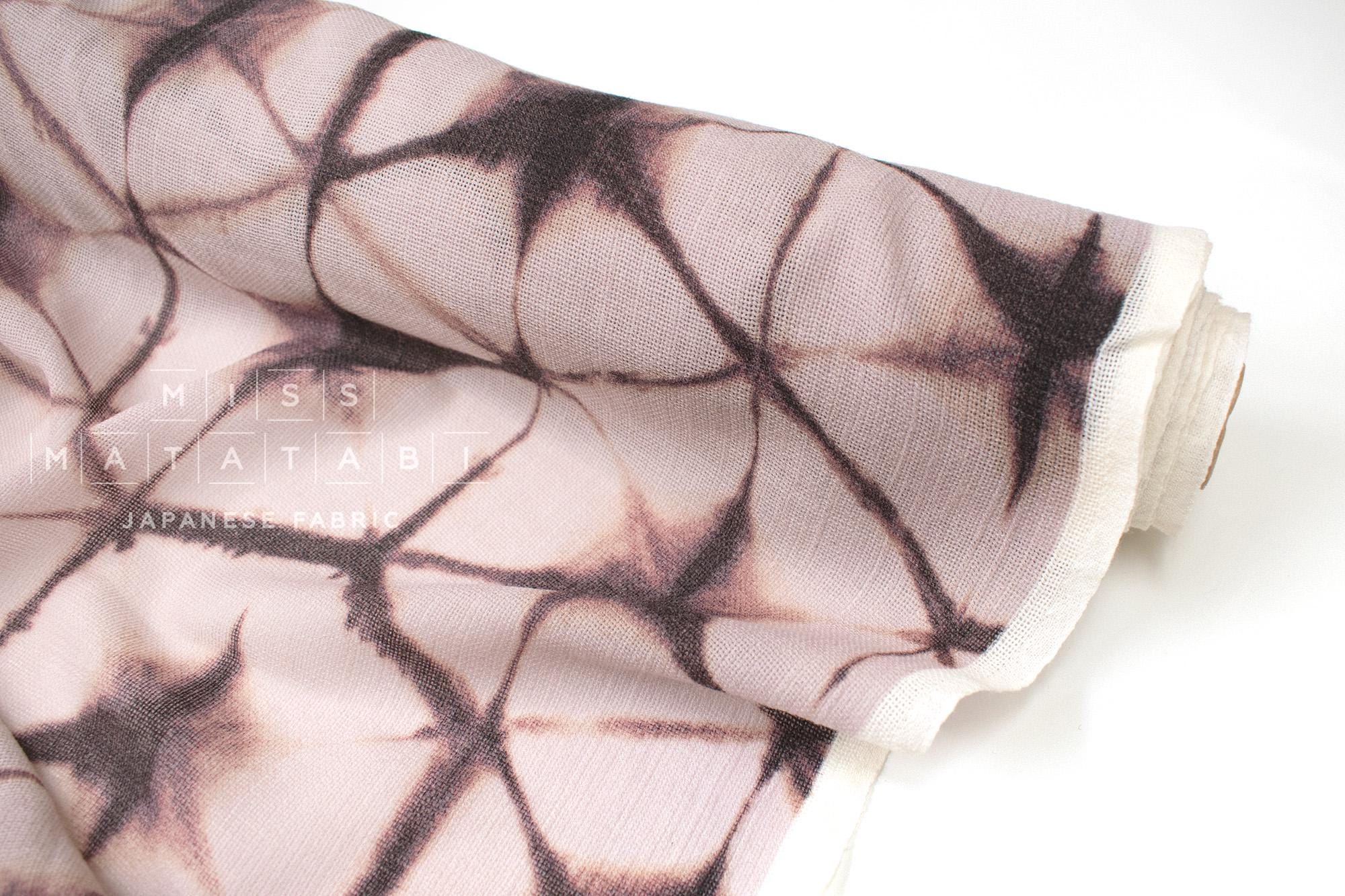 Japanese Fabric Wool Gauze Shibori Murazome - D - 50cm