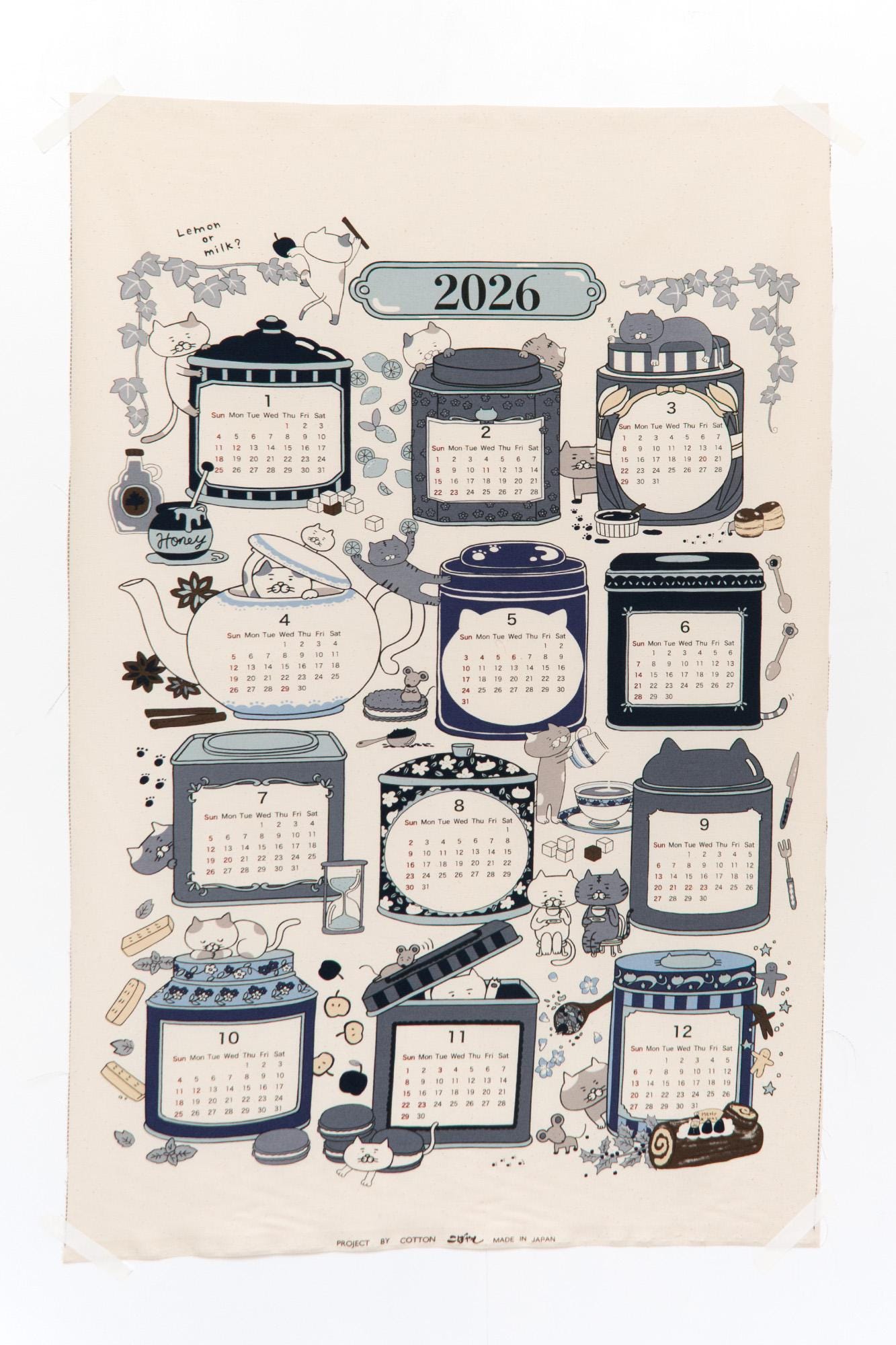 Japanese Fabric 2026 Calendar - panel