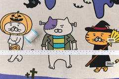 Japanese Fabric Halloween Cats - panel