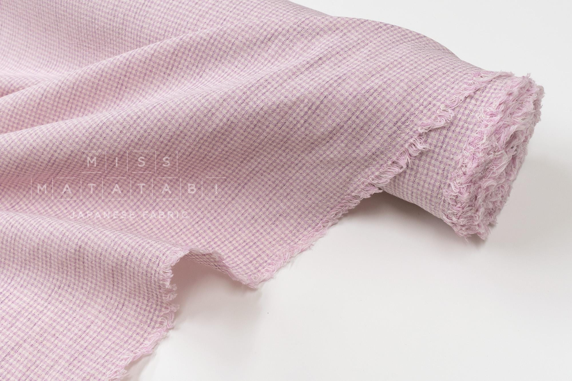 DEADSTOCK Japanese Fabric Yarn Dyed Tiny Gingham - lilac - 50cm