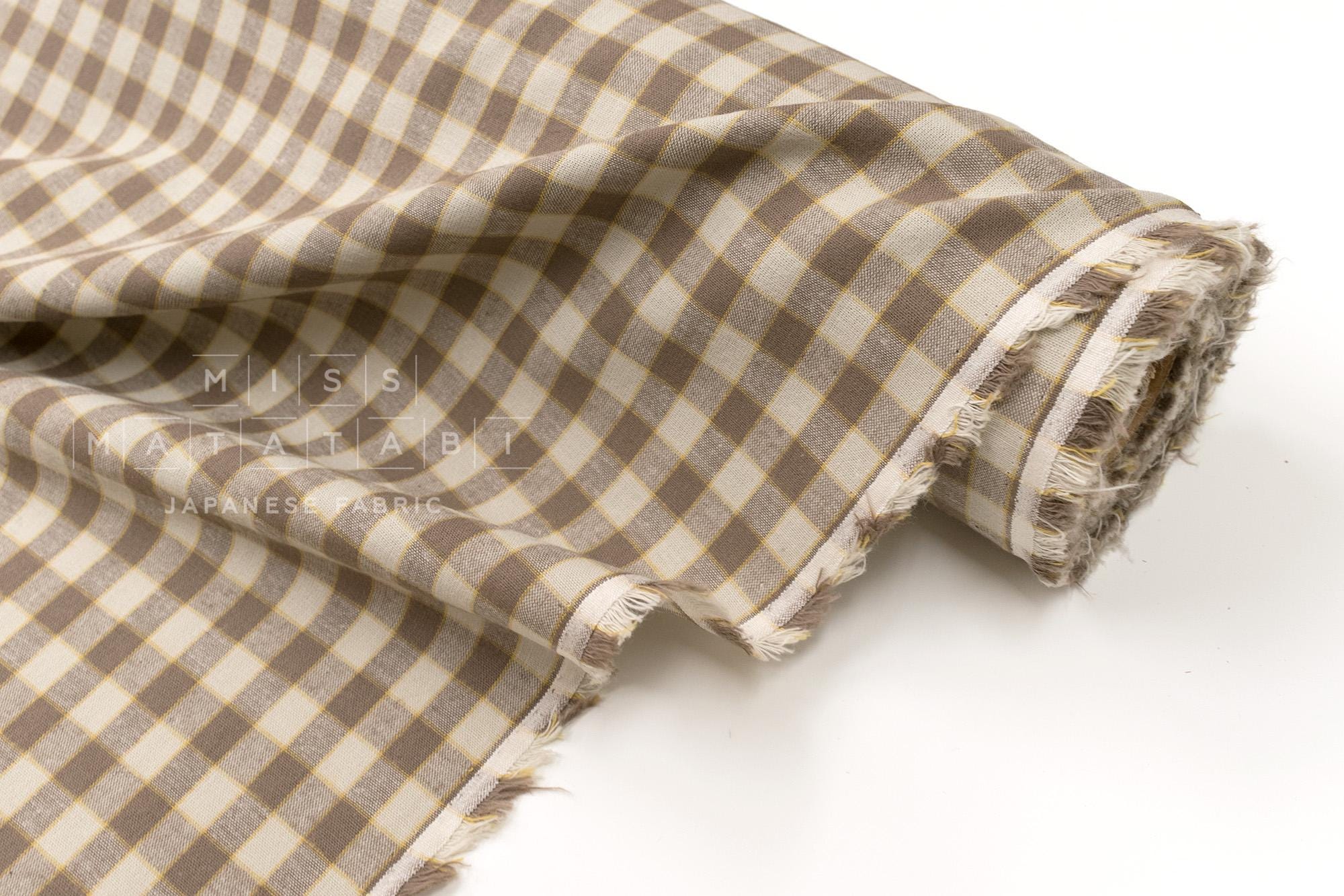 DEADSTOCK Japanese Fabric Yarn Dyed Check - brown - 50cm