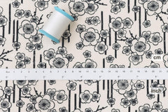 DEADSTOCK Japanese Fabric Ume Blossom - black, white - 50cm