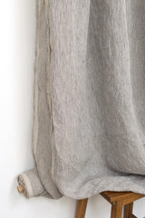 DEADSTOCK Japanese Fabric 100% Linen Yarn-dyed Black Stripe - 50cm