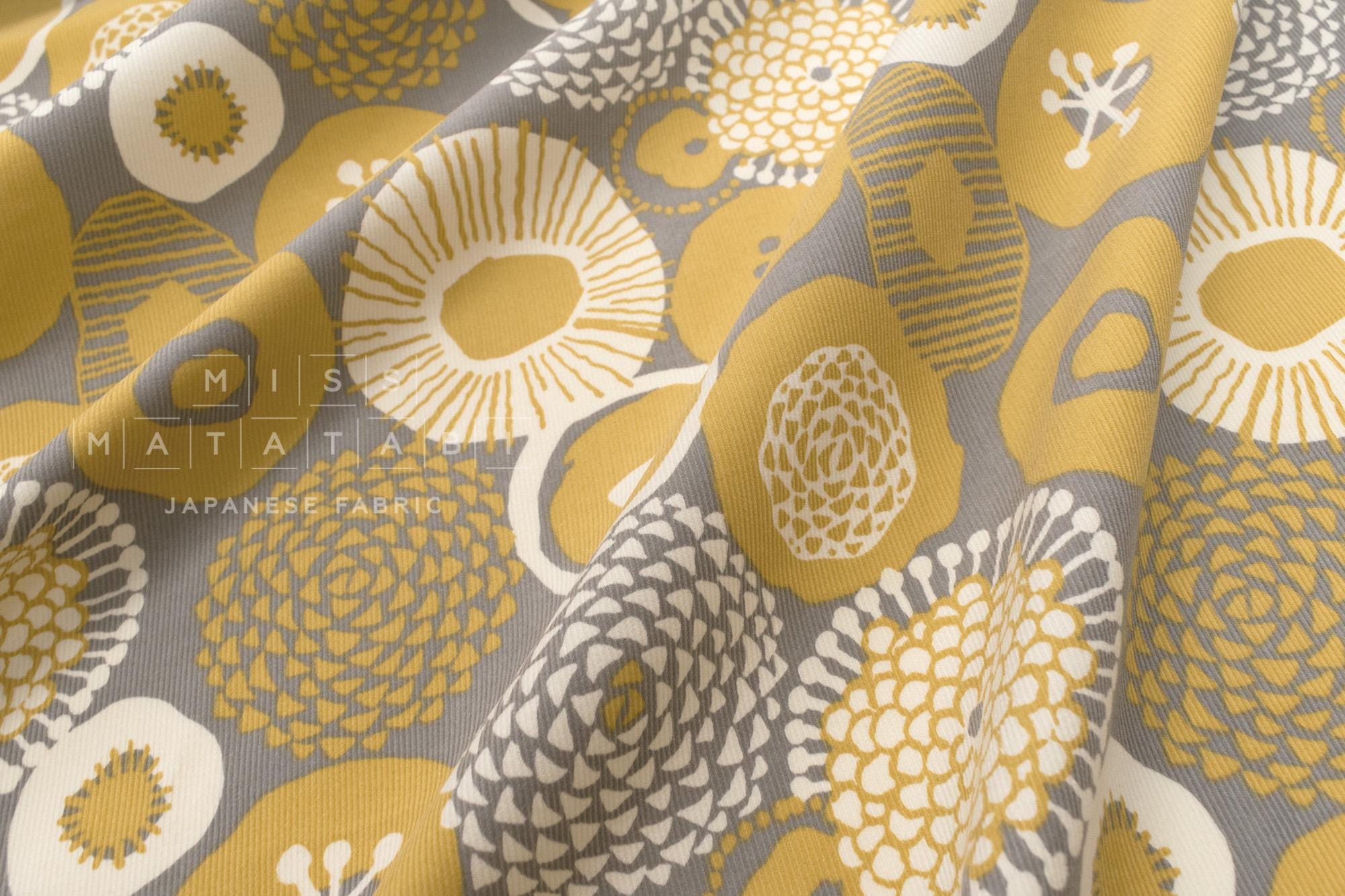 Japanese Fabric Corduroy Lotus - D - 50cm