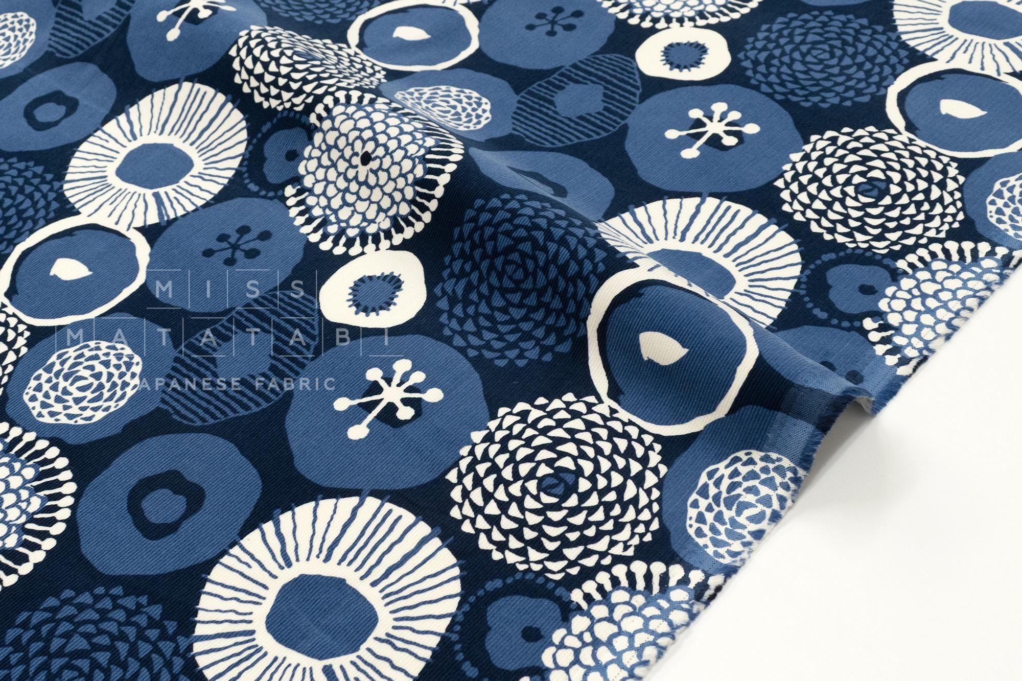 Japanese Fabric Corduroy Lotus - C - 50cm