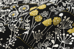 Japanese Fabric Corduroy Zasso Hana - B black - 50cm