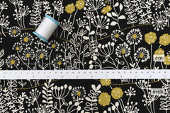 Japanese Fabric Corduroy Zasso Hana - B black - 50cm