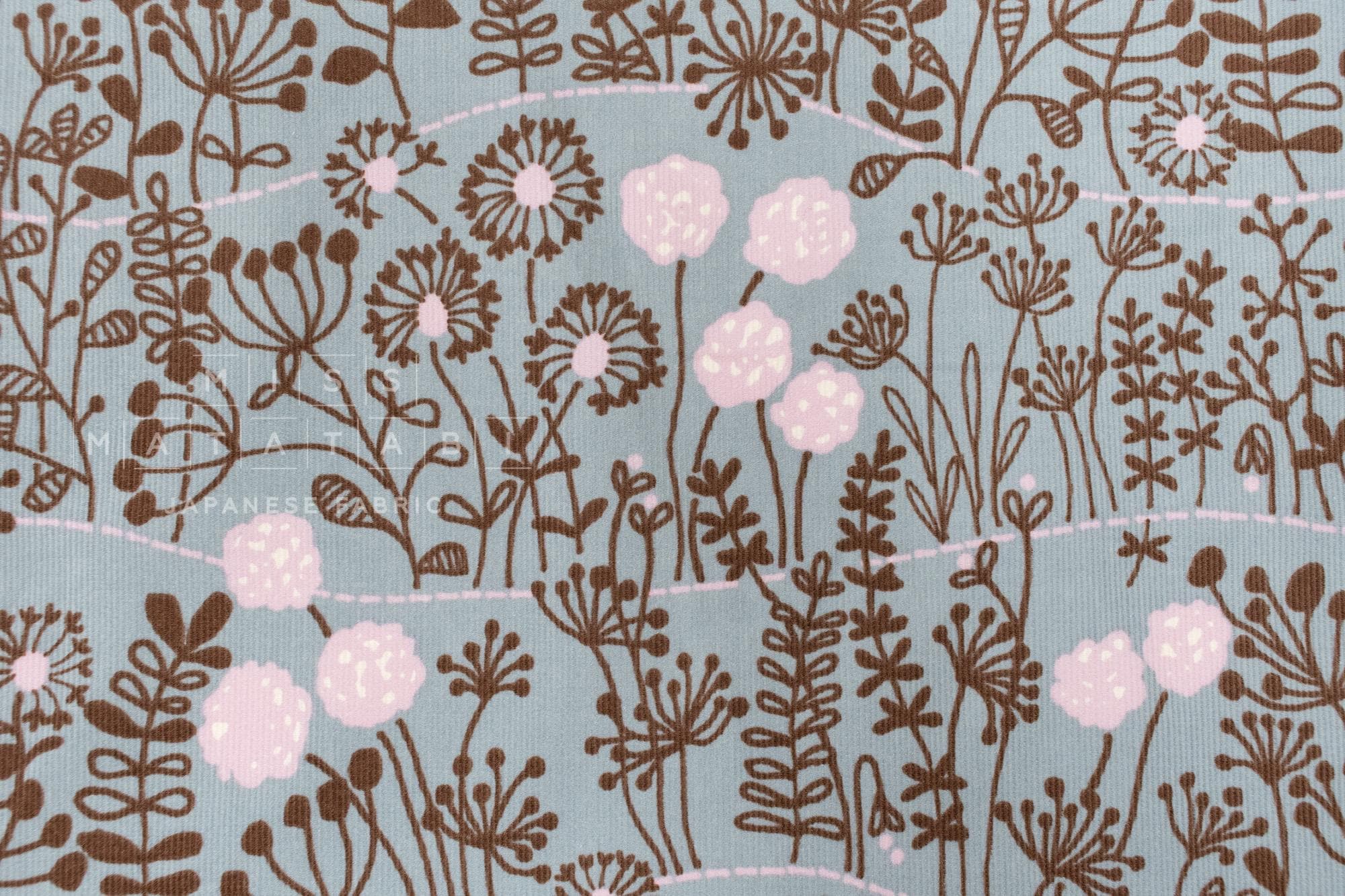 Japanese Fabric Corduroy Zasso Hana - D - 50cm