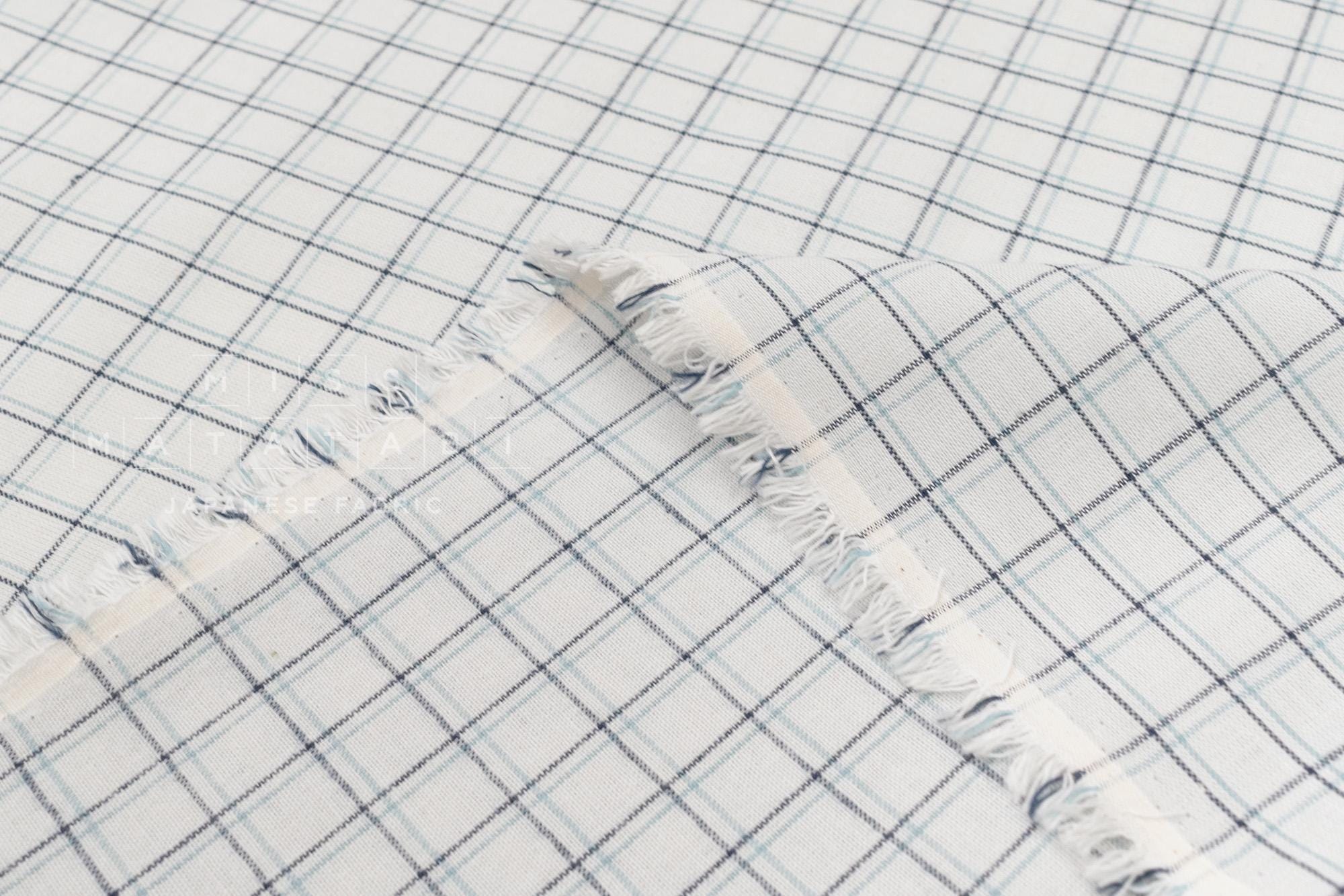 DEADSTOCK Japanese Fabric Yarn Dyed Check - light grey blue - 50cm