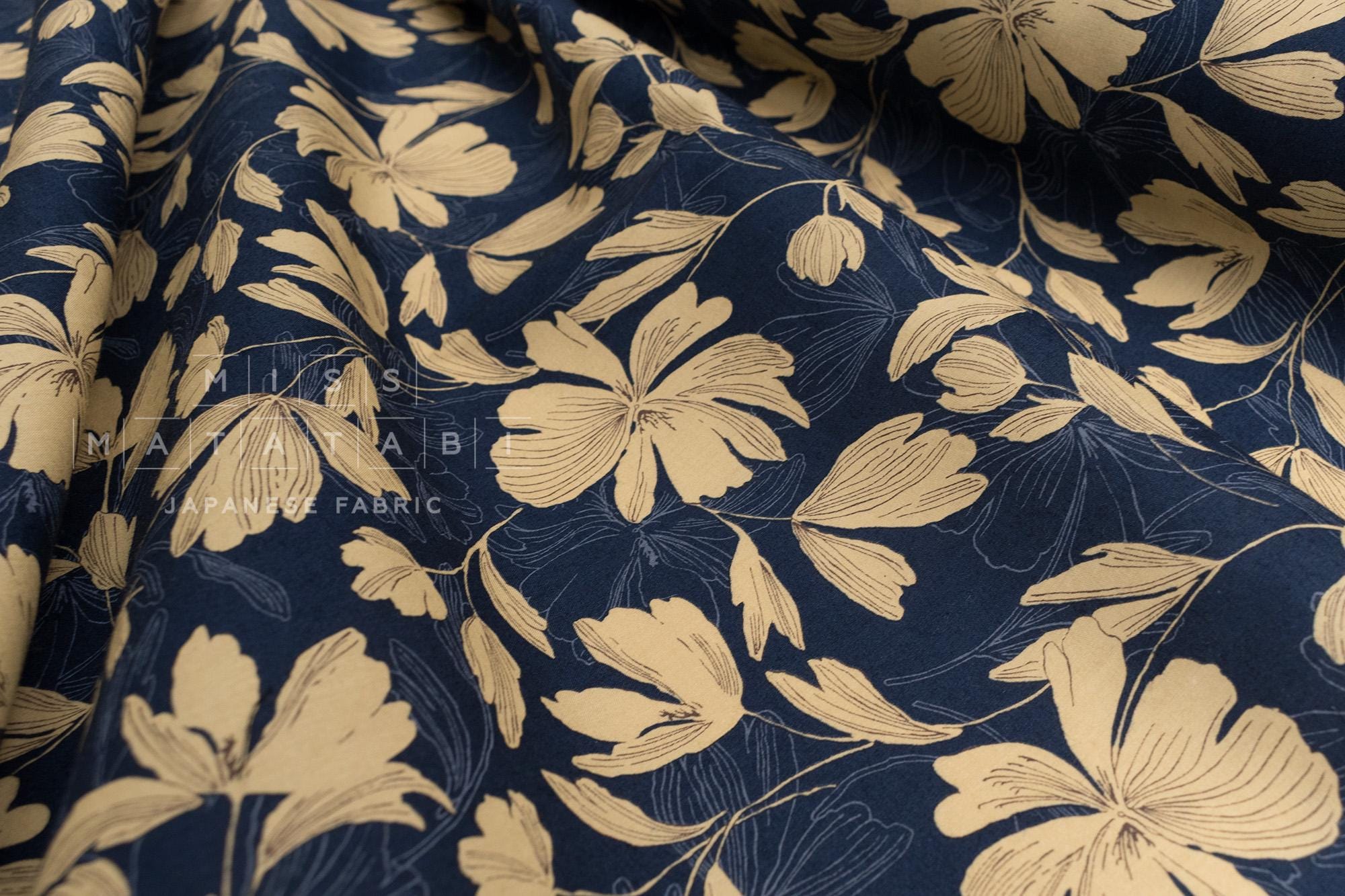 DEADSTOCK Japanese Fabric Windy Floral - blue - 50cm