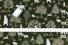 Japanese Fabric Not Scary Bear Forest - green - 50cm