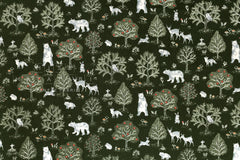 Japanese Fabric Not Scary Bear Forest - green - 50cm