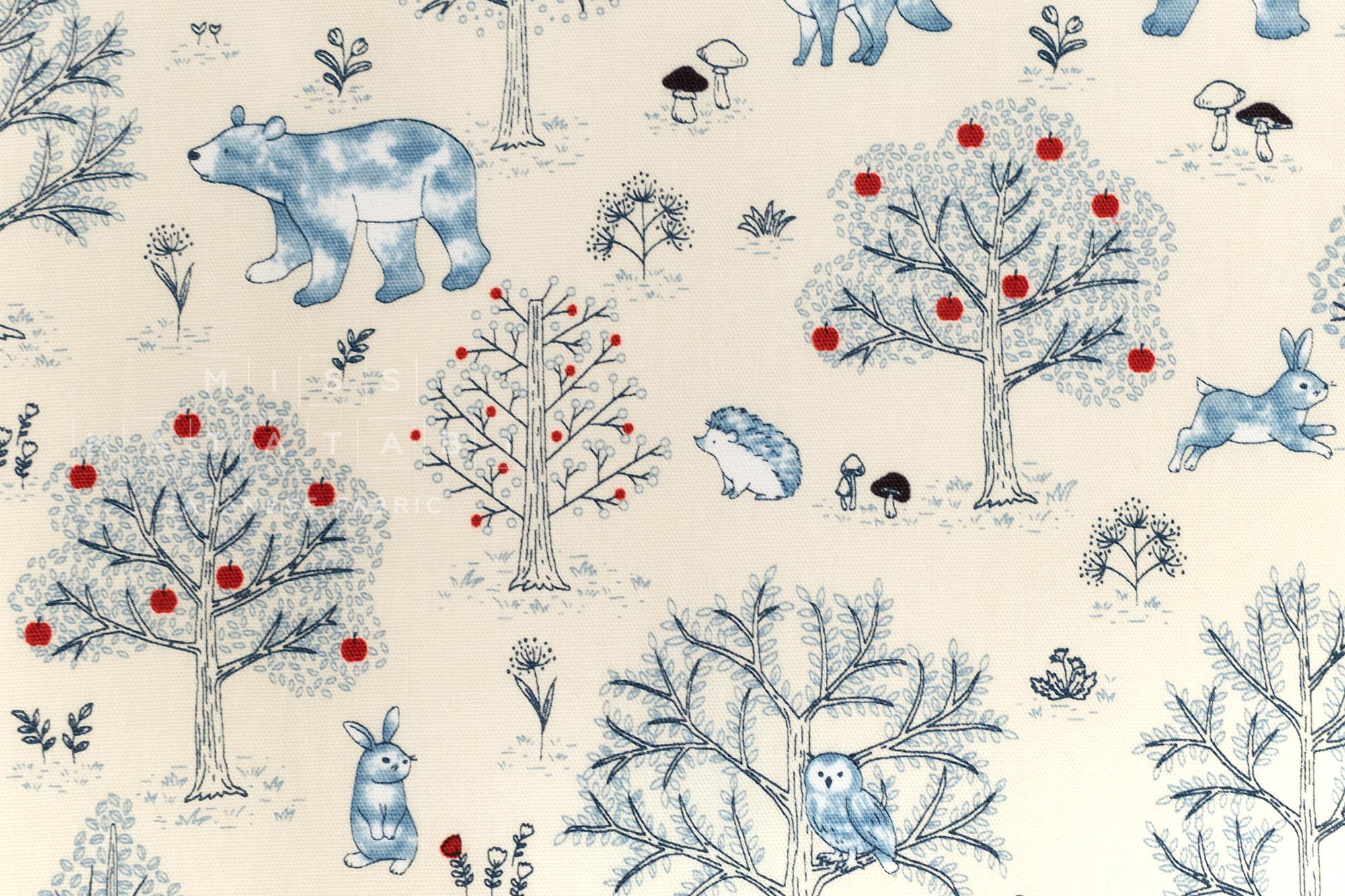 Japanese Fabric Not Scary Bear Forest - cream - 50cm