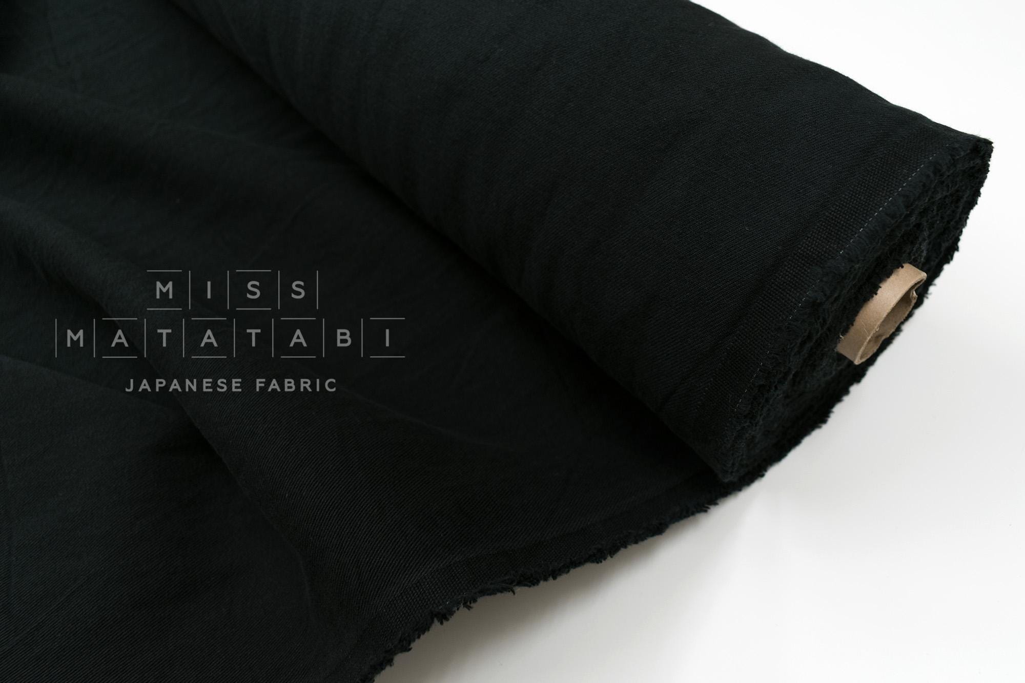 DEADSTOCK Japanese Fabric Shokunin Collection Yarn-dyed Kotohiradaki 35 Twill - black - 50cm