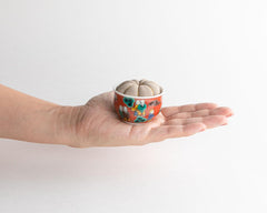 Japanese Hiro Kutani Ware Pincushion - red square
