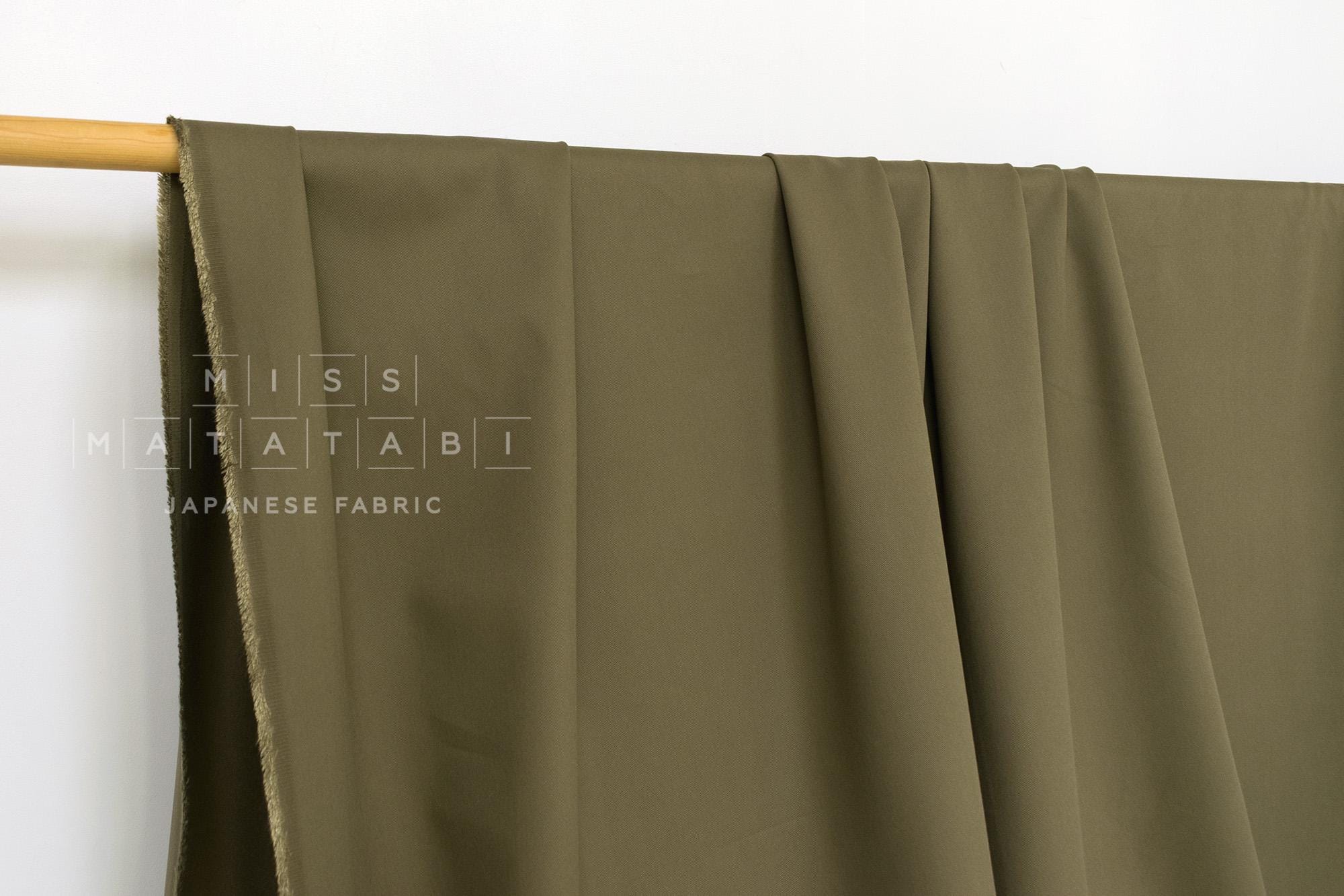 DEADSTOCK Japanese Fabric Rayon Blend Twill - green khaki - 50cm