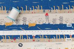 Japanese Fabric Teach a Cat to Fish - B - 50cm