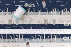 Japanese Fabric Teach a Cat to Fish - B - 50cm