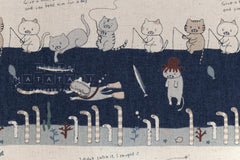 Japanese Fabric Teach a Cat to Fish - B - 50cm