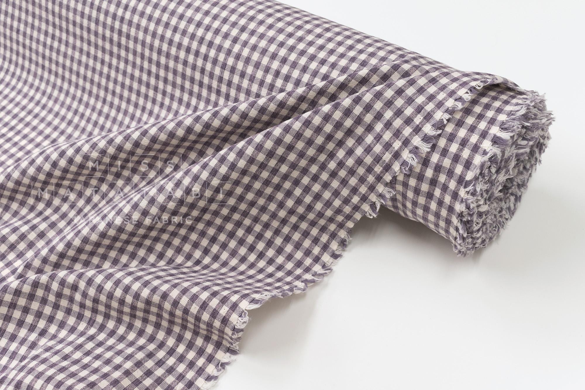 DEADSTOCK Japanese Fabric Yarn Dyed Gingham - purple - 50cm