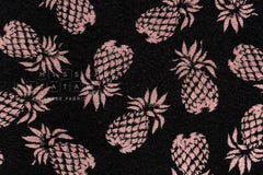 Japanese Fabric Jacquard Pile Terrycloth - black, pink - 50cm