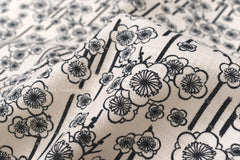 DEADSTOCK Japanese Fabric Ume Blossom - black, white - 50cm