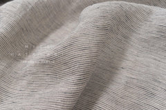 DEADSTOCK Japanese Fabric 100% Linen Yarn-dyed Black Stripe - 50cm