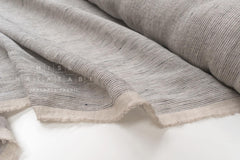 DEADSTOCK Japanese Fabric 100% Linen Yarn-dyed Black Stripe - 50cm