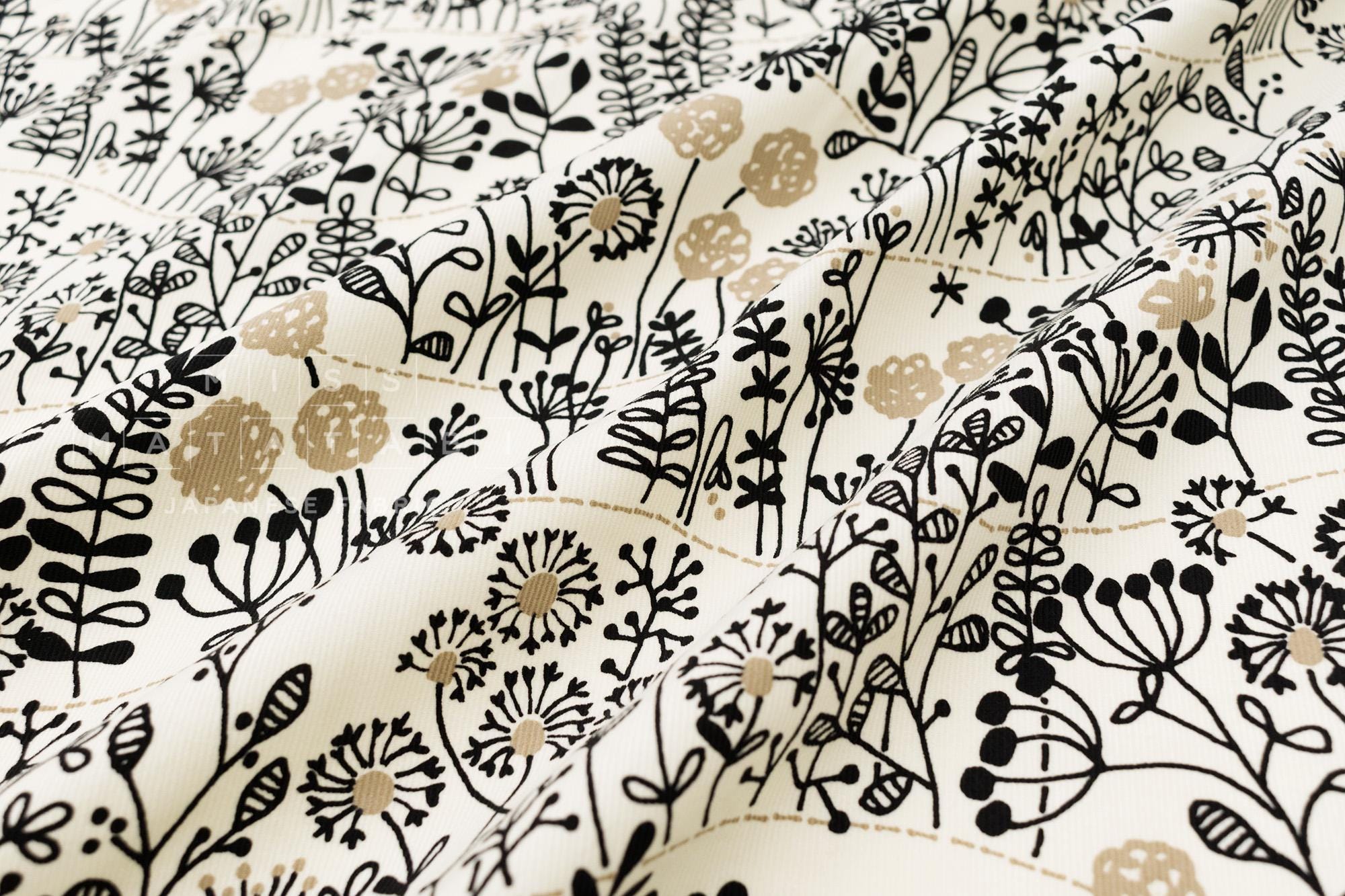 Japanese Fabric Corduroy Zasso Hana - A - 50cm