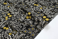 Japanese Fabric Corduroy Zasso Hana - B black - 50cm