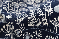 Japanese Fabric Corduroy Zasso Hana - C navy - 50cm