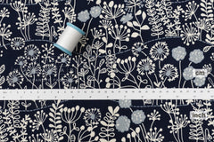 Japanese Fabric Corduroy Zasso Hana - C navy - 50cm