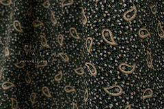 Japanese Fabric Ripple Corduroy Ditsy - black, green - 50cm