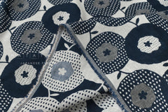 Japanese Fabric Yarn Dyed Woven Jacquard Maru Hana - navy blue - 50cm