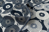 Japanese Fabric Yarn Dyed Woven Jacquard Maru Hana - navy blue - 50cm