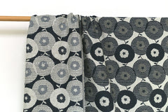 Japanese Fabric Yarn Dyed Woven Jacquard Maru Hana - navy blue - 50cm