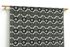 Japanese Fabric Yarn Dyed Woven Jacquard Maru Hana - black - 50cm