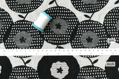 Japanese Fabric Yarn Dyed Woven Jacquard Maru Hana - black - 50cm