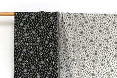 Japanese Fabric Yarn Dyed Woven Jacquard Sweet Floral - grey, black - 50cm
