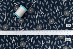 Japanese Fabric Yarn Dyed Woven Jacquard Sweet Floral - navy blue - 50cm