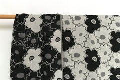 Japanese Fabric Yarn Dyed Woven Jacquard Bold Floral - grey, black - 50cm