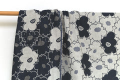 Japanese Fabric Yarn Dyed Woven Jacquard Bold Floral - navy blue - 50cm